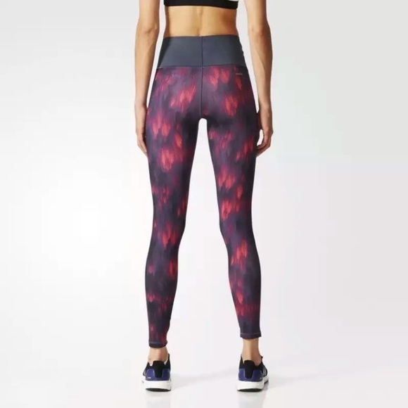 Adidas Leggings Climalite High Waist Pink Gray Spacedye Small - Picture 1 of 9